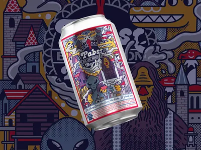 Pabst Blue Ribbon Art Can beer beer art beer can design illustration pabst blue ribbon pbr