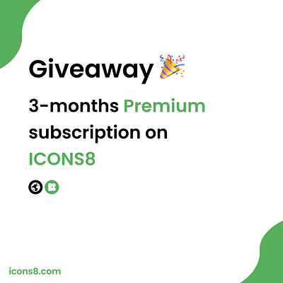 Giveaway🎉3-Months Premium Subscription on ICONS8 apple branding design figma giveaway icon icons icons pack icons set landing page design ui user interface design ux uxdesign webdesign