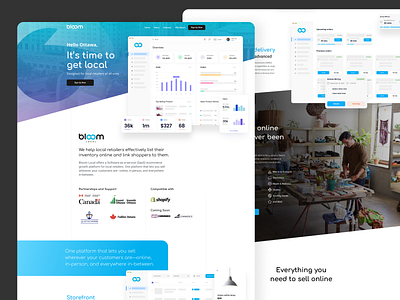 Bloom Homepage blue branding clean homepage landing landing page layout shopping ui web