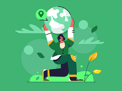 Holds the ground background business cartoon day design earth eco ecology environment global globe hand illustration man nature planet protection save vector world