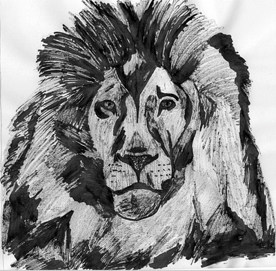 Portrait of a King black black and white blackandwhite illustration ink inking line lines lion lion head stick stickpen