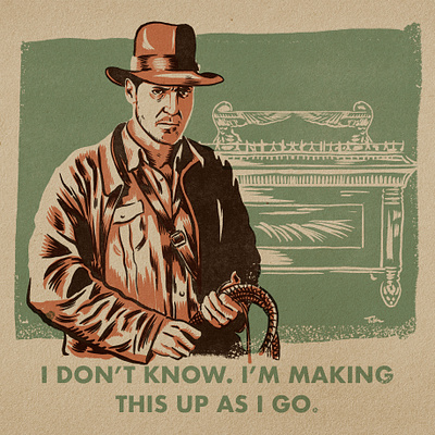 Indiana Jones design drawing illustration indiana jones portrait procreate vintage art