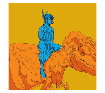 Dino rider comic dinosaur drawing illustraion lady procreate warrior