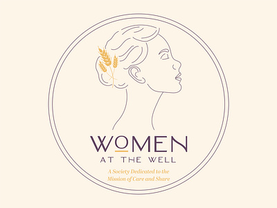 Women at the Well Logo Design branding feminine food gold logo logo design branding logodesign logodesigner logomark logotype purple wheat woman woman illustration women