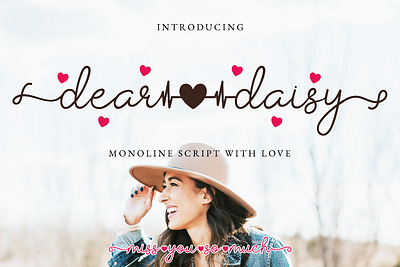 Dear Daisy - Love Font beautiful font calligraphy calligraphy font crafty font cursive font design font display font handwriting handwritten heart font lettering logo font love font photography font swash font swirly font typeface typography wedding font