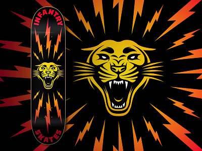 Infantry Skates - Electric Cat bolts bradford bradforddesign bradforddesignco electriccat hellcat infantry infantryskates lightning skate skateart skateboarding skatedeck skatedesign type typedesign