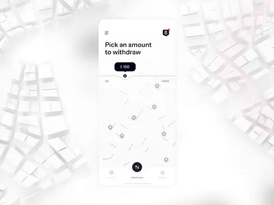 CashApp 3d 3d map animation app application cash control design finance financial financial app ios journey map mobile morph slider ui withdraw withdrawal