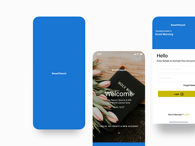 Smart Church App africa app church design login page splashscreen ui