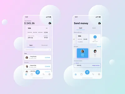 Payment App UI Glassmorphism mobile app design mobile ui payment app uidesign uiuxdesign