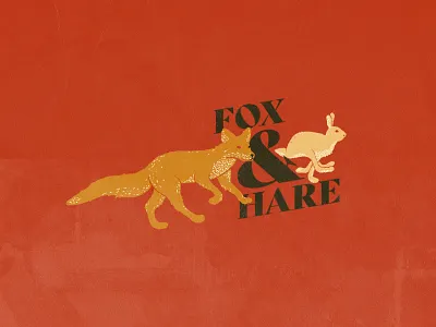 Fox & Hare animal badge badge design branding fox fox logo hand drawn hare illustration logo logo design serif font typography