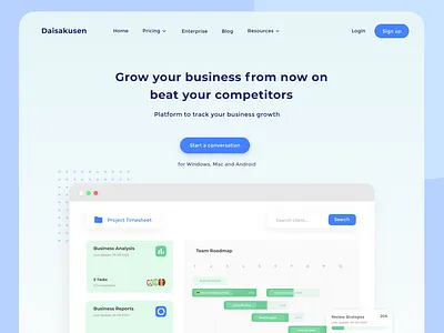 Daisakusen - Business Landing Page Concept branding dailyui figma figmadesign flat ui uidesign uiux web