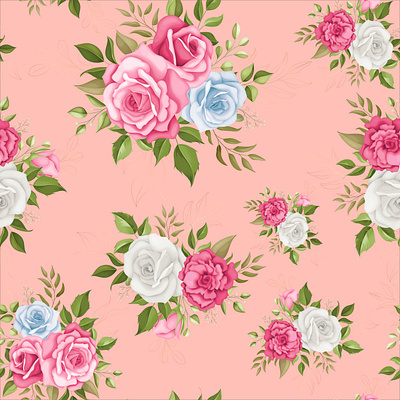 Beautiful floral seamless pattern background design elegant floral flower frame garden illustration spring vector