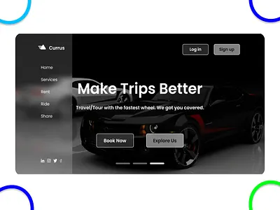 Currus Car Rentals car landing page design rental car ridesharing webdesign