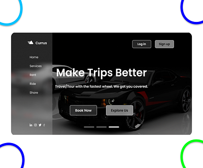 Currus Car Rentals car landing page design rental car ridesharing webdesign