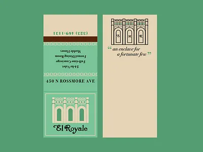 El Royale Apartment Matchbook apartment building illustration el royale ephemera green los angeles matchbook matches pistachio vintage ephemera