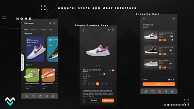 Mobile Apparel Store UI Dark Mode android app design android ui app ios app design minimal mobile ui ui ui ux ui design user experience design user interface ux