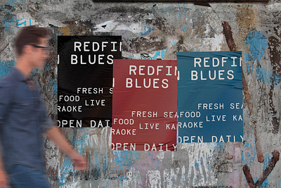 Redfin Blues Seafood Branding apparel branding business card design graphic design logo menu design mockup poster rebrand rebranding restaurant seafood seafood restaurant stationary typography