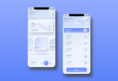 Bright Neumorphic Music Playlist app design minimal neumorphism ui