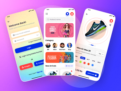 Ecommerce App UI Design animation brand brand design branding clean dailyui darkmode design graphicdesign illustration illustrator ios minimal typography ui ux