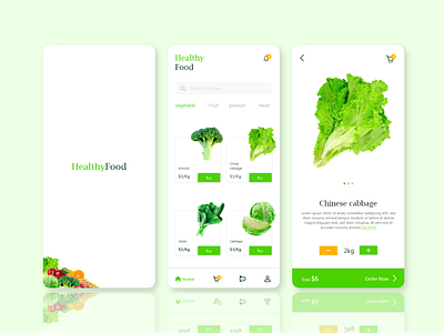 Healthy Food app clear fruits green mobile vegetable white