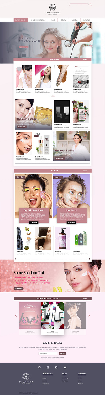 The Curl Market Landing Page UI/UX Design beauty product ecommerce ecommerce design landing design landing page design landingpage prototype uiux uiuxdesign uiuxdesigner