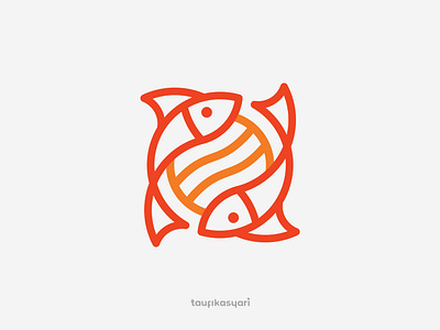 Two Fish Seafood Logo branding elegant fish fishing graphic design icon logo modern monoline ocean restaurant sea seafood tasty