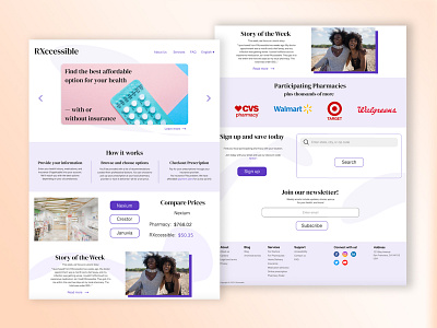 RXccessible figma health healthcare healthcare app illustration medical medicine purple rx ui design web web design web ui website