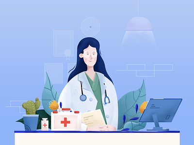 Great doctor art design flat graphic design hospital illustration illustrator ui 小场景