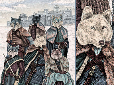 Game of Thrones, Special For Entertainment Weekly animal characterdesign digitalart dotwork drawing game of thrones graphic illustration kashtalyan photoshop pointillism