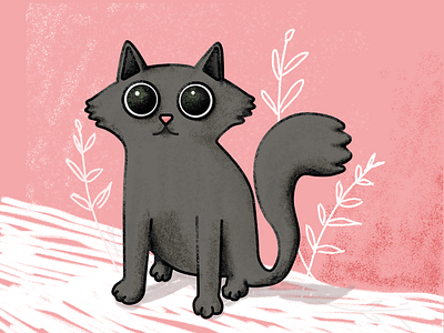 cat black cat digital digital illustration digitalart drawing illustraion pink