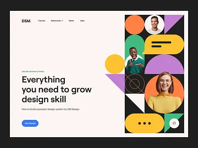 DSM. – Geometric Pattern app clean design course element geometric geometry header hero header landing page minimal navigation pattern typography ui ui design ux ux design visual design web website