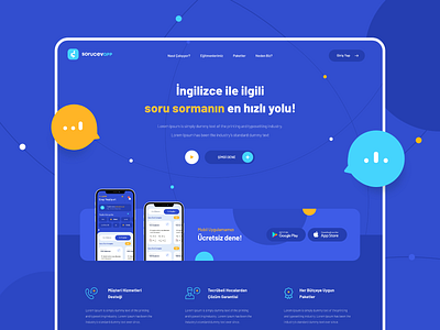 sorucevapp Homepage Design answer app app design chat colorful design education educational landing landingpage question ui ui design ux web web design website