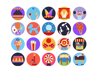 Circus Icons circus coloured icons design flat icons icon icons icons pack vector vectors