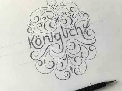 Königlich flourishes lettering sketch
