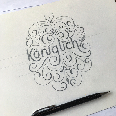 Königlich flourishes lettering sketch