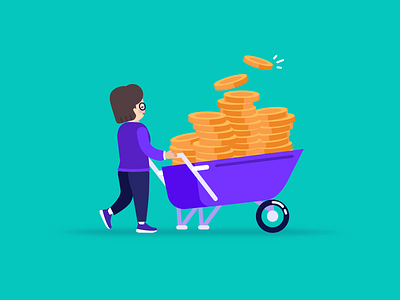 Trolley loads 💰 2d character character design cute design finance fintech flat design hanateh illustration money paysend simple ui design vector