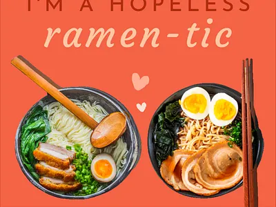 I'm a hopeless ramen-tic design designmaker designs.ai free illustrations puns valentinesday