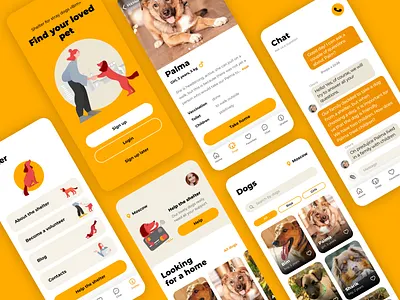 Shelter for stray dogs App animals app dog dogs ui ux