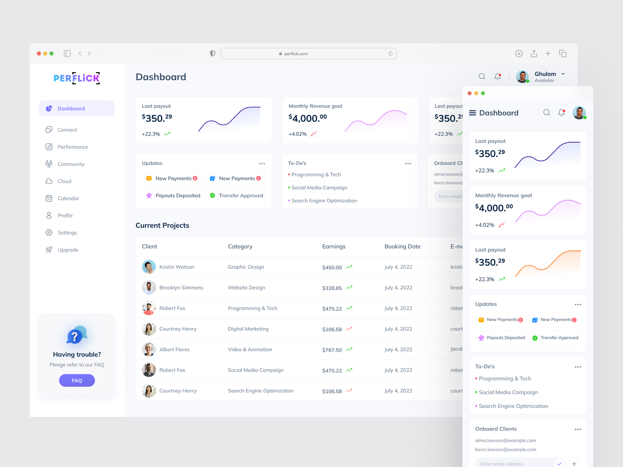Example of Web App / Dashboard Design