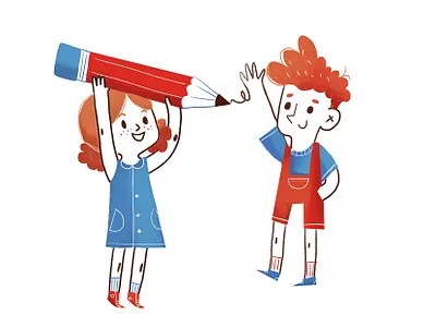 redhead kids artist boy enjoy gane girl kids play pencil redhair redhead sketch