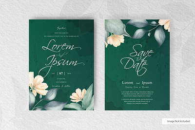 Editable watercolor wedding invitation card set template background banner card design elegant eucalyptus frame green greenery illustration invitation set spring summer template vector vintage watercolor wedding white