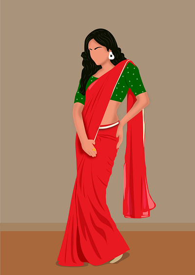 Women Saree Flat Illustration flat illustraion sarees vector