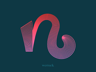 Letter n alternate brush caligraphy display experimental font gradient graphic design graphics letter lettering lines monoline n ombre pink type typography vector werock