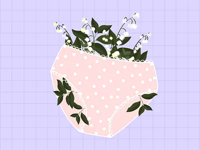 Blooming botanical design digital illustration digitalart drawing femine girl girly illustration illustration art panties pastel pink polka dots vector