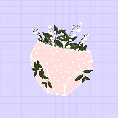 Blooming botanical design digital illustration digitalart drawing femine girl girly illustration illustration art panties pastel pink polka dots vector