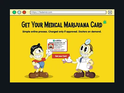 FadeMd Website 1930 1930s 1960s 60s 90s cannabis cartoon character character character animation cuphead illustration landingpage medical marijuana old cartoon pop culture rubberhose vintage web design website weed