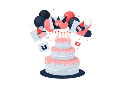 Online BDay adobe illustrator bday birthday birthday cake birthday party branding cake character characterdesign design illustration illustrator online party stayhome staysafe tech technology vector zoom party