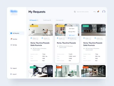 Booking office spaces for short term rental account booking company logo customers office office space office space for rent requests search service webdesign
