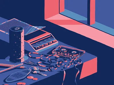 Analog Glow analogue bic cassette illustrator lofi lofiart procreate