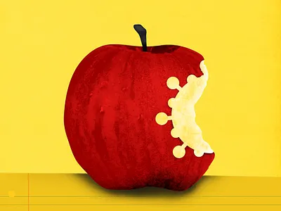 Covid and education apple conceptual covid design editorial education illustration illustrator photoshop school vector yellow